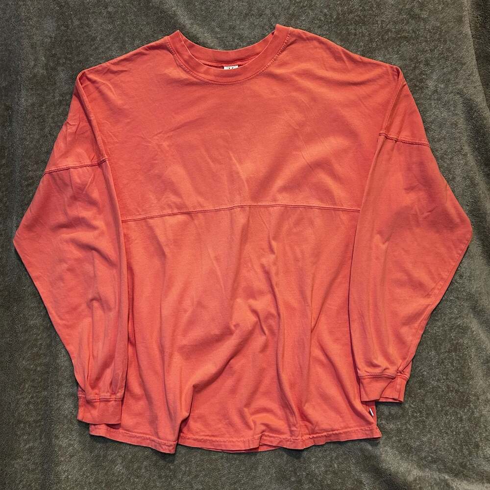 Venley Coral Spirit Jersey Style Long Sleeve T-Shirt Coral, Size XL